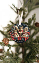 Load image into Gallery viewer, Adorable 3 Raccoons Merry Christmas Round Plastic Christmas Ornament – Perfect Holiday Gift
