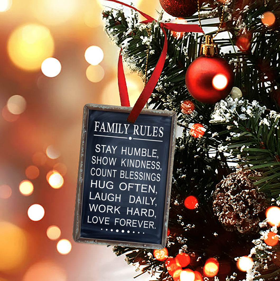 Family Rules Christmas Ornament